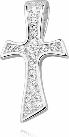 Valerio Rodowany srebrny krzyżyk krzyż cyrkonia cyrkonie srebro 925 Z1268