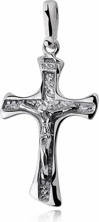 Valerio Srebrny rodowany duży krzyżyk krzyż dwustronny srebro 925 KKS0018