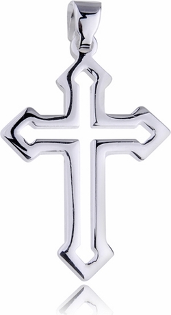 Valerio Srebrny rodowany krzyżyk krzyż gładki polerowany połysk srebro 925 KKS0016