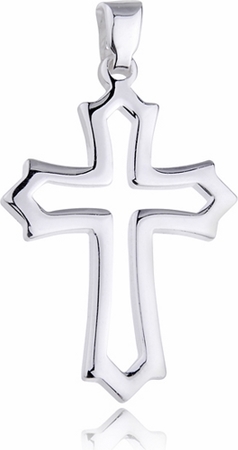 Valerio Srebrny rodowany krzyżyk krzyż gładki polerowany połysk srebro 925 KKS0017