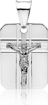 Valerio Srebrny wisiorek blaszka krzyżk krzyż z wizerunkiem Jezusa Chrystusa srebro 925 GMD019