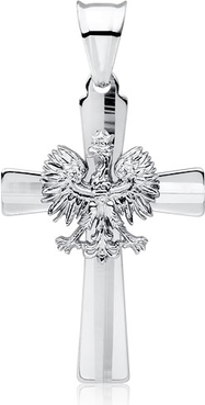 Valerio Srebrny wisiorek wisior patriotyczny krzyżyk krzyż orzeł w koronie godło orzełek srebro 925 GKD079