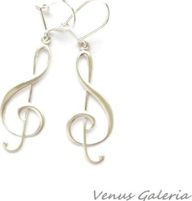Venus Galeria Kolczyki srebrne - Klucz wiolinowy biały