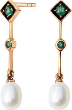 Wiktoriańska - Biżuteria Yes Kolczyki złote z perłami i szmaragdami - Kolekcja Wiktoriańska