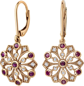 Wiktoriańska - Biżuteria Yes Kolczyki złote z rubinami i szafirami - Kolekcja Wiktoriańska