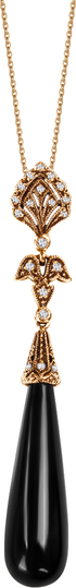 Wiktoriańska - Biżuteria Yes Zawieszka złota z onyksem i diamentami - Kolekcja Wiktoriańska