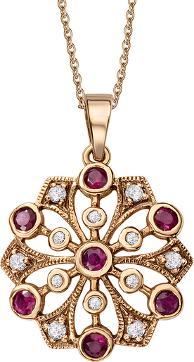 Wiktoriańska - Biżuteria Yes Zawieszka złota z rubinami i szafirami - Kolekcja Wiktoriańska