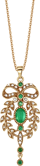 Wiktoriańska - Biżuteria Yes Zawieszka złota ze szmaragdami, diamentami i perłami - Kolekcja Wiktoriańska