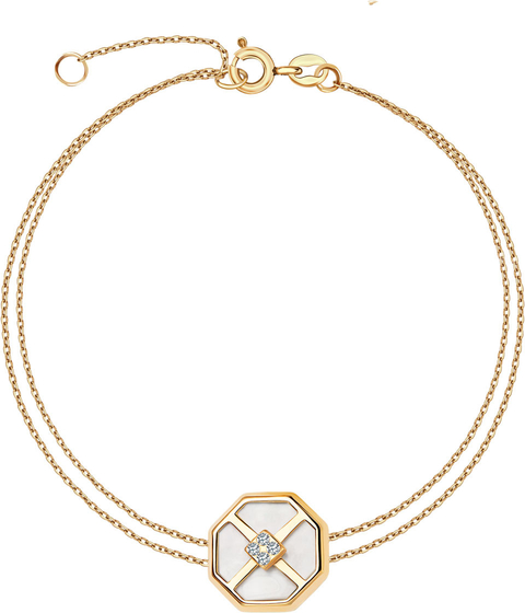 YES Art Deco - złota bransoletka z masą perłową