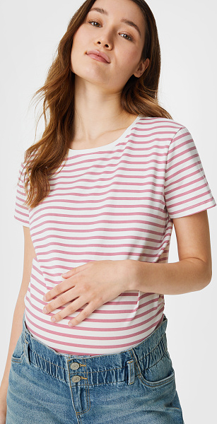 YESSICA C&amp;A Zestaw-T-shirt i top ciążowy-3 części-bawełna bio, Niebieski, Rozmiar: XS