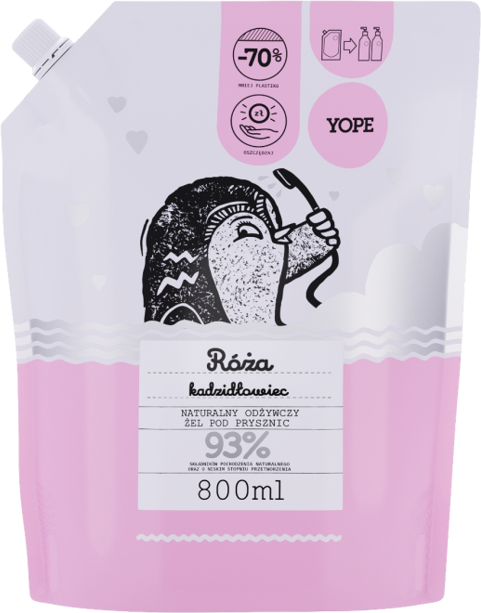 Yope Naturalny odżywczy żel pod prysznic Róża i Kadzidłowiec REFILL 800ml