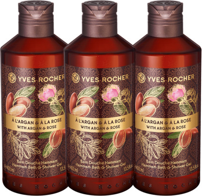 Yves Rocher 3x Orientalny żel pod prysznic i do kąpieli Olejek arganowy &amp; Róża