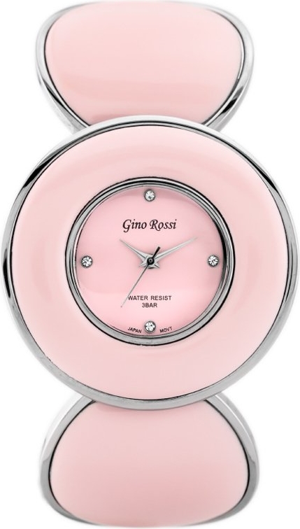 ZEGAREK DAMSKI GINO ROSSI - 8313B (zg514e) silver/pink + BOX - Srebrny || Różowy