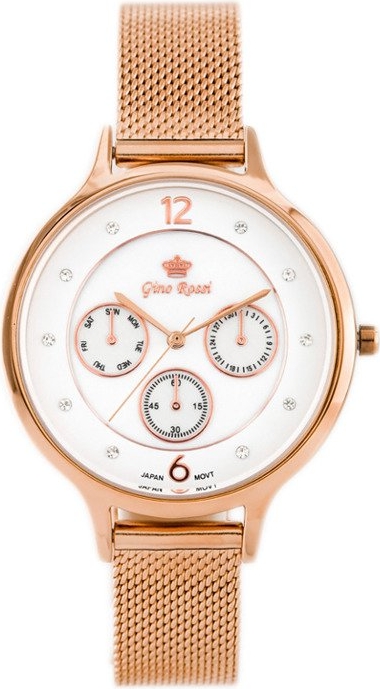 Zegarek GINO ROSSI 10411B-3D2 (zg688f) - Różowe złoto