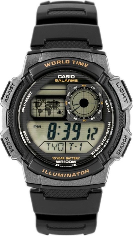 ZEGAREK MĘSKI CASIO AE-1000W 1AV (zd073a) - WORLD TIME - Czarny