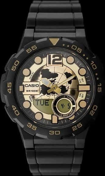 ZEGAREK MĘSKI CASIO AEQ-100BW 9AV (zd069a) - WORLD TIME