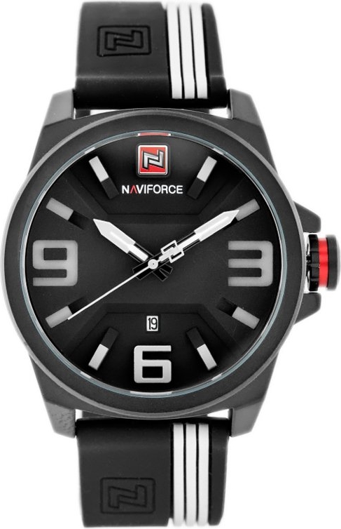 ZEGAREK MĘSKI NAVIFORCE - NF9098 (zn045b) - black/white - Czarny || Biały