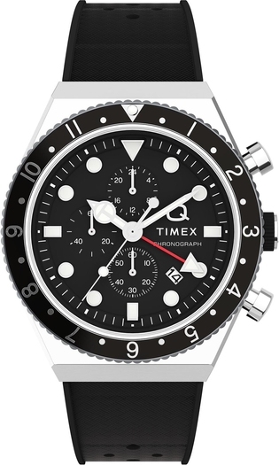 Zegarek Timex Q Timex Three Time Zone Chronograph TW2V70000 Black