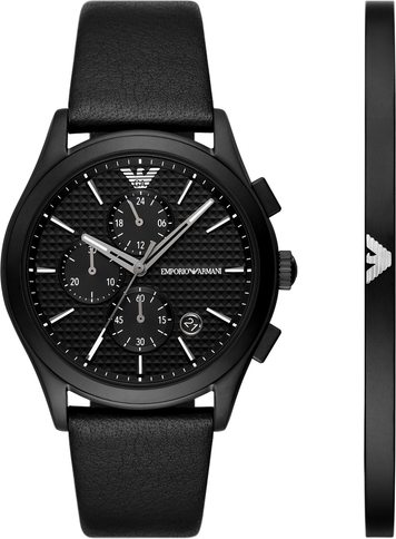 Zestaw zegarek i bransoletka Emporio Armani Paolo Gift Set AR80070SET Black/Black