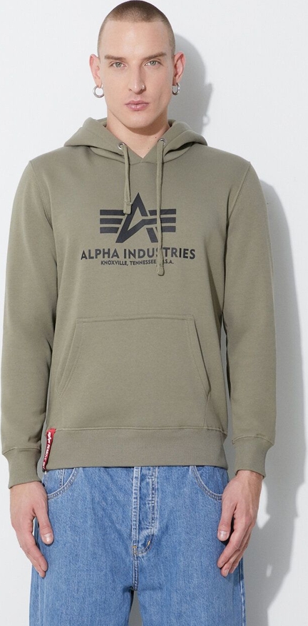 Zielona bluza Alpha Industries w młodzieżowym stylu z nadrukiem