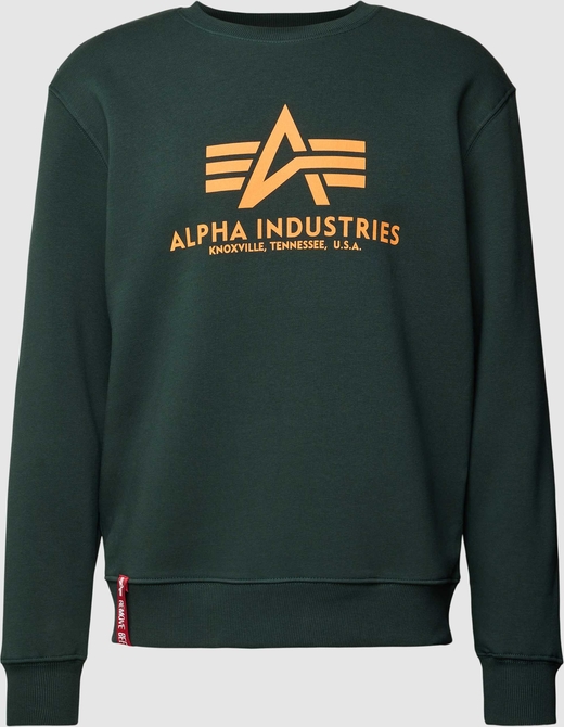Zielona bluza Alpha Industries z bawełny z nadrukiem