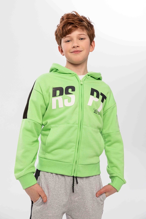 Zielona bluza dziecięca Minoti z bawełny dla chłopców