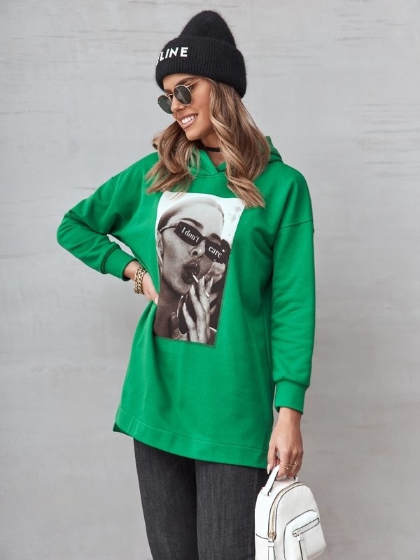 Zielona bluza Lisa Mayo z dresówki z kapturem