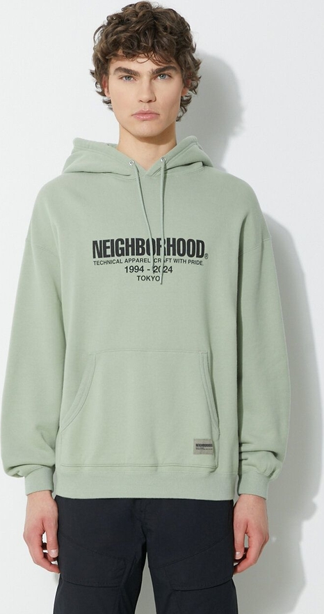 Zielona bluza Neighborhood z nadrukiem z bawełny w młodzieżowym stylu