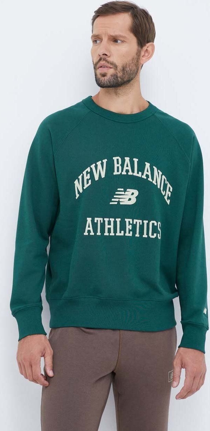 Zielona bluza New Balance z bawełny