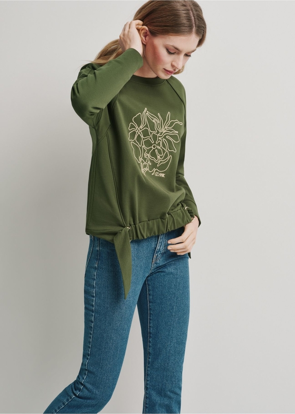 Zielona bluza Ochnik z bawełny w stylu casual