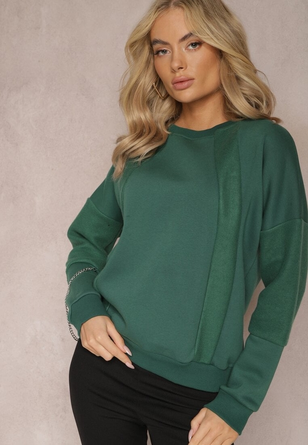 Zielona bluza Renee z bawełny w stylu klasycznym