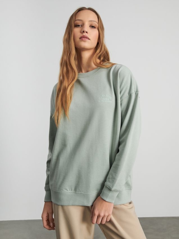 Zielona bluza Sinsay z bawełny w stylu casual