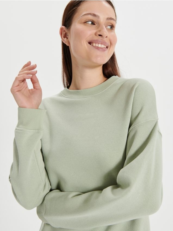 Zielona bluza Sinsay z bawełny w stylu casual