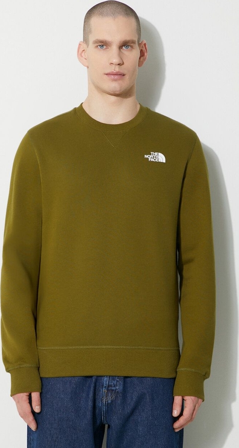 Zielona bluza The North Face z nadrukiem z bawełny