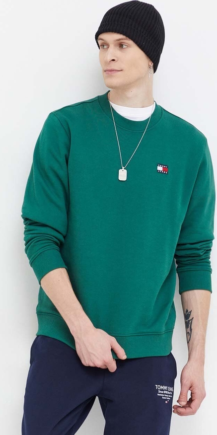 Zielona bluza Tommy Jeans z bawełny