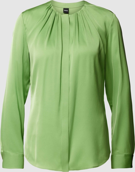 Zielona bluzka Boss Black Women z długim rękawem w stylu casual z jedwabiu