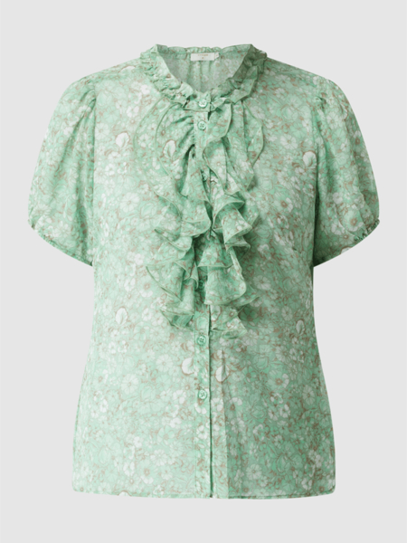 Zielona bluzka Cream z okrągłym dekoltem z krótkim rękawem