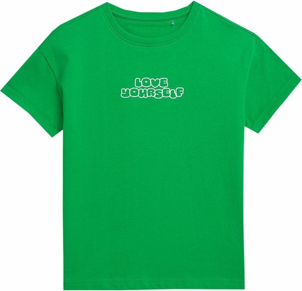 Zielona bluzka dziecięca 4F dla dziewczynek z krótkim rękawem