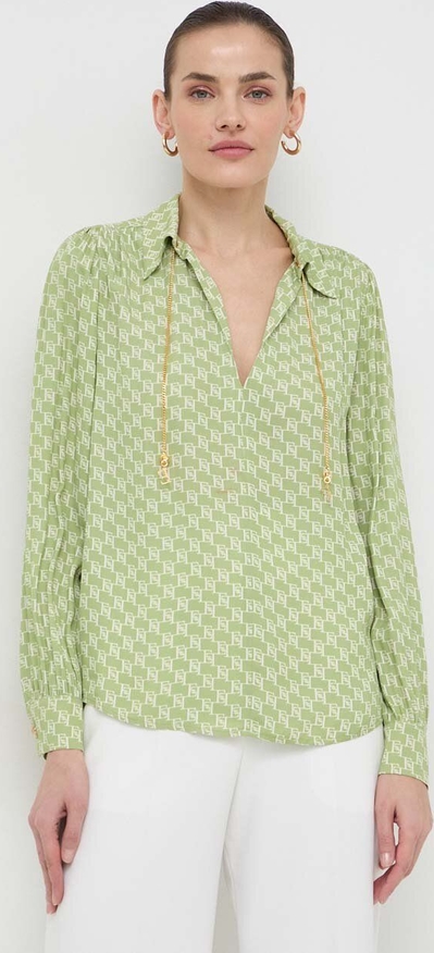 Zielona bluzka Elisabetta Franchi z dekoltem w kształcie litery v