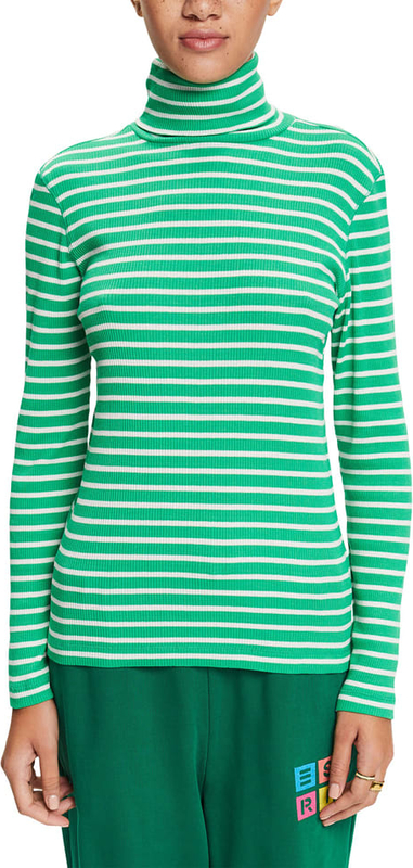 Zielona bluzka Esprit z bawełny z długim rękawem