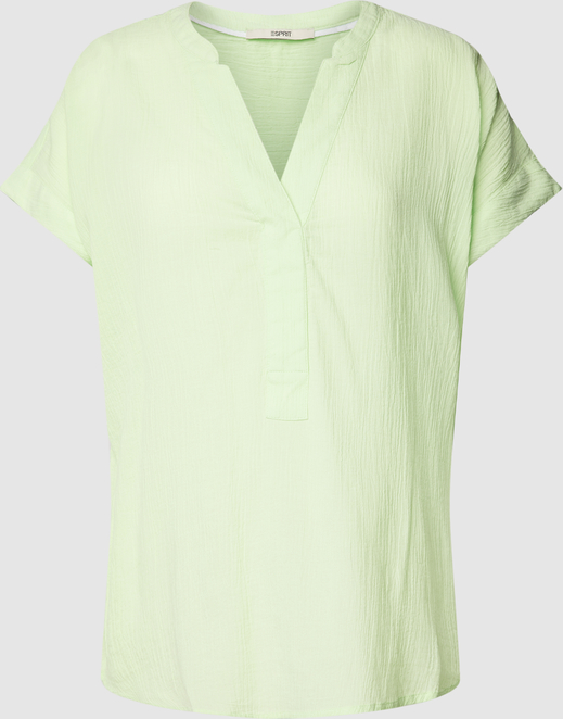 Zielona bluzka Esprit z dekoltem w kształcie litery v w stylu casual z bawełny