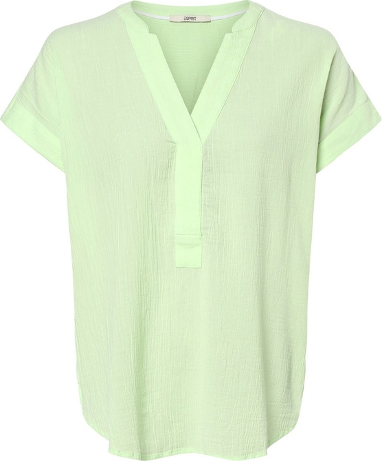 Zielona bluzka Esprit z dekoltem w kształcie litery v z bawełny