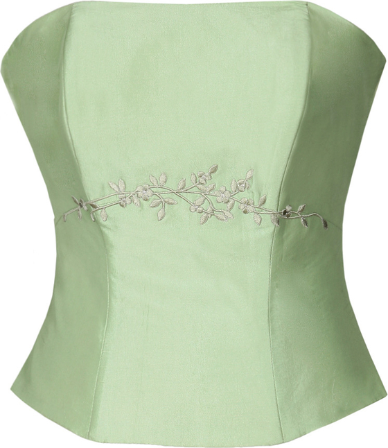 Zielona bluzka Fokus bez rękawów w stylu glamour