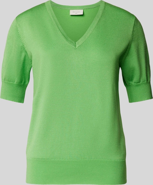 Zielona bluzka Free/quent w stylu casual z dekoltem w kształcie litery v