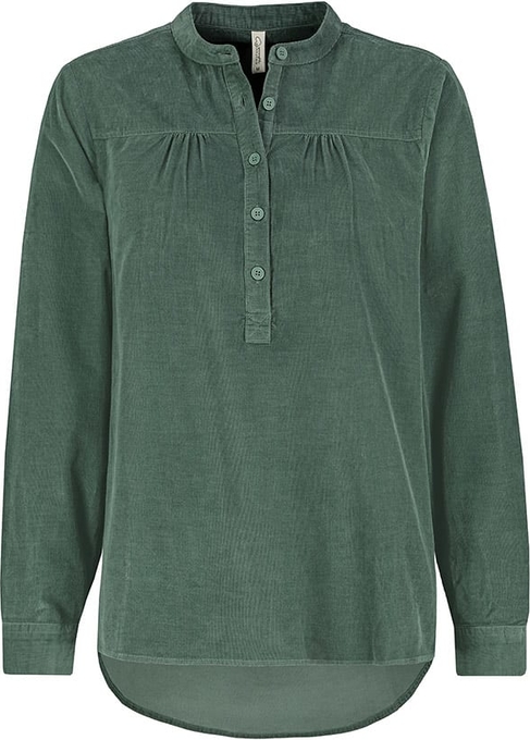 Zielona bluzka Limango Polska z dekoltem w kształcie litery v w stylu casual z bawełny