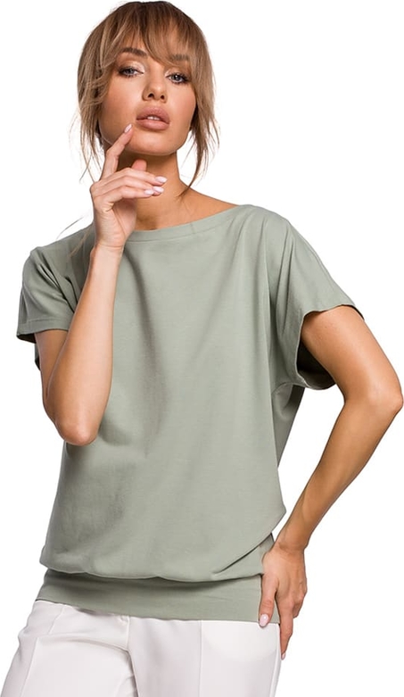 Zielona bluzka Made Of Emotion z krótkim rękawem w stylu casual