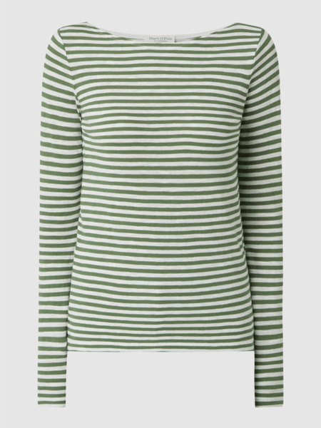Zielona bluzka Marc O'Polo z bawełny z okrągłym dekoltem w stylu casual
