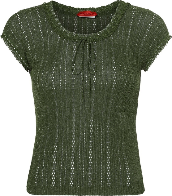 Zielona bluzka Max & Co. z krótkim rękawem z okrągłym dekoltem w stylu casual
