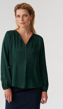 Zielona bluzka MODIVO z dekoltem w kształcie litery v z długim rękawem