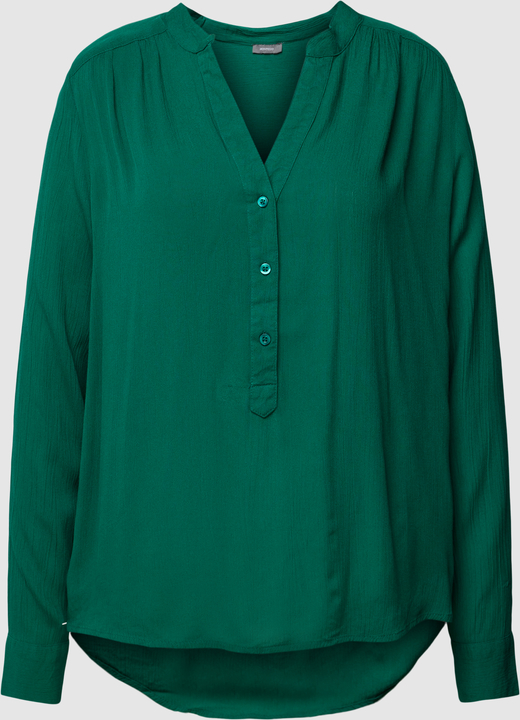 Zielona bluzka Montego w stylu casual z długim rękawem z dekoltem w kształcie litery v